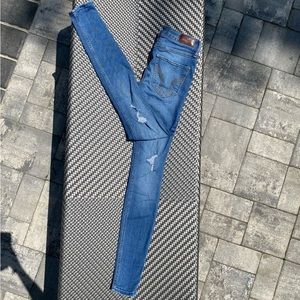 Women’s Mid-Rise Super Skinny Hollister Classic Stretch Ripped Jeans Size 00R